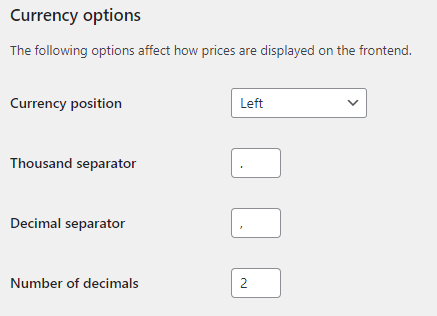 Currency Settings